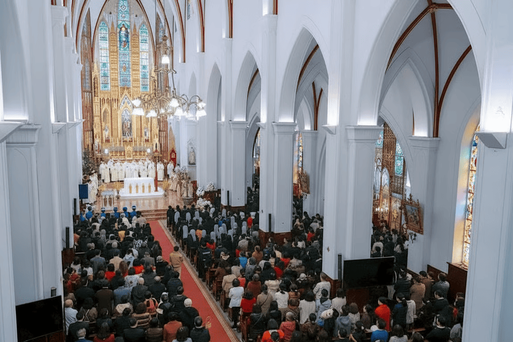 A sacred ceremony at St. Joseph’s Cathedral, where prayers and devotion fill the air